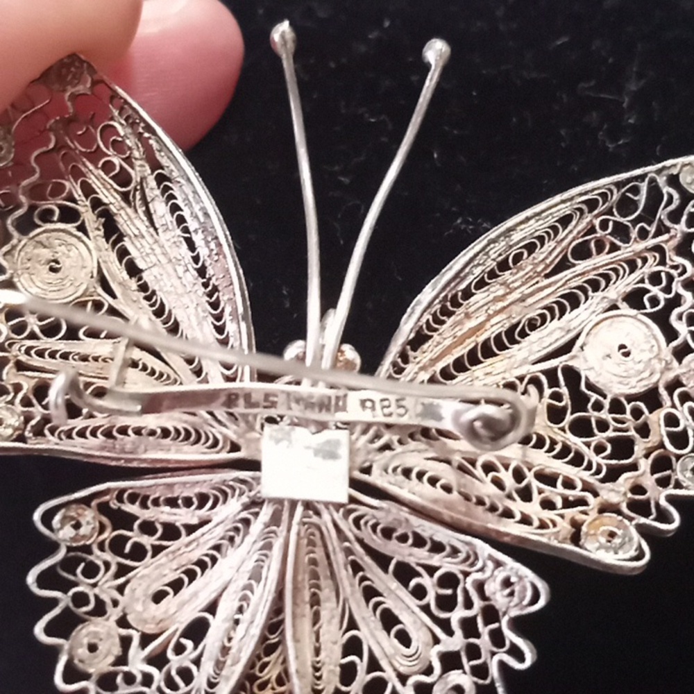Vintage 925 Butterfly Pin - Picture 2 of 3